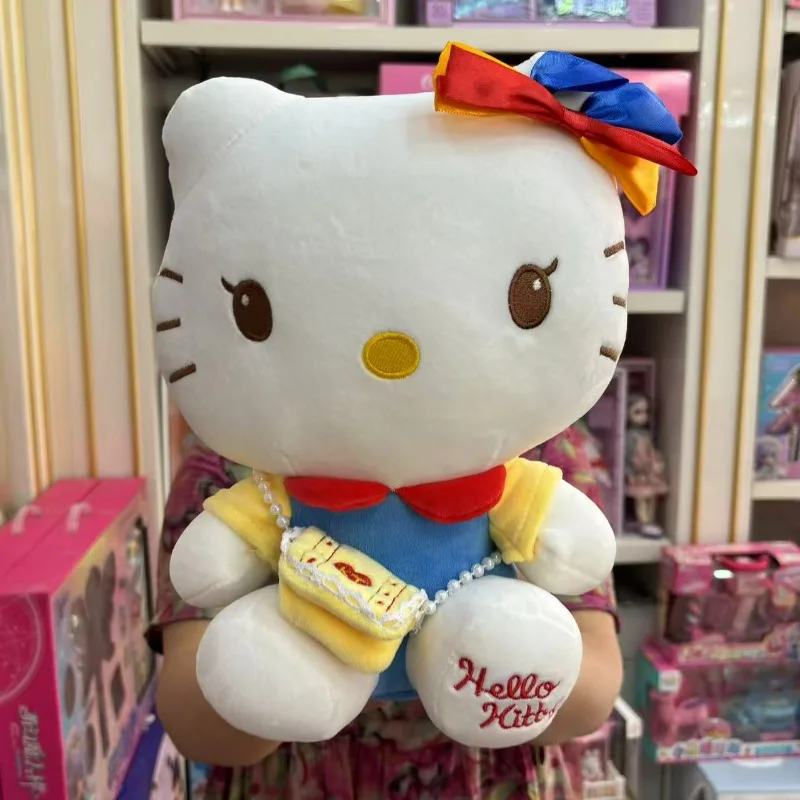 

New Sanrio Hello Kitty Plush Toy Snow White Style Stuffed Doll Soft Kawaii Cat Perfect Gift for Girls & Fans Home Decor Pillow