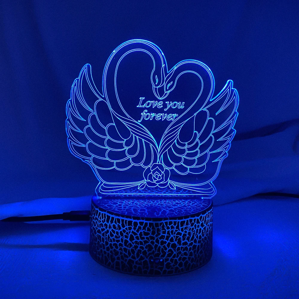 New Swan I LOVE YOU 3d Night Light with Heart Led Touch Switch Colorful Atmosphere for Home Decoration Light Table Lamp Bedside