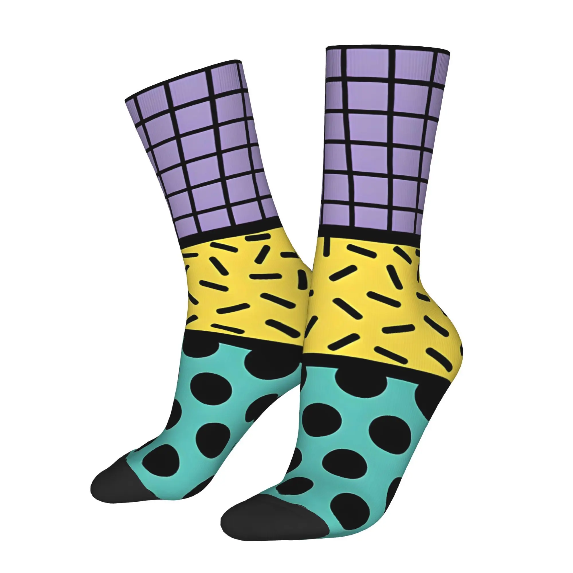 

Funny Happy Men's Socks Memphis Style Retro Harajuku Street Style Seamless Crew Sock Gift Pattern Printed