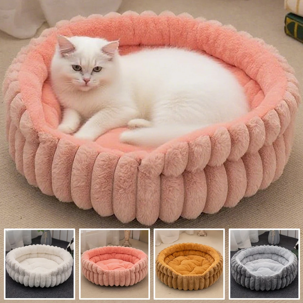 

Super Soft Pet Cat Bed Plush Circular Washable Calm Bed Comfortable Sleeping Artifact Suitable for All Kinds of Cats Dogs House