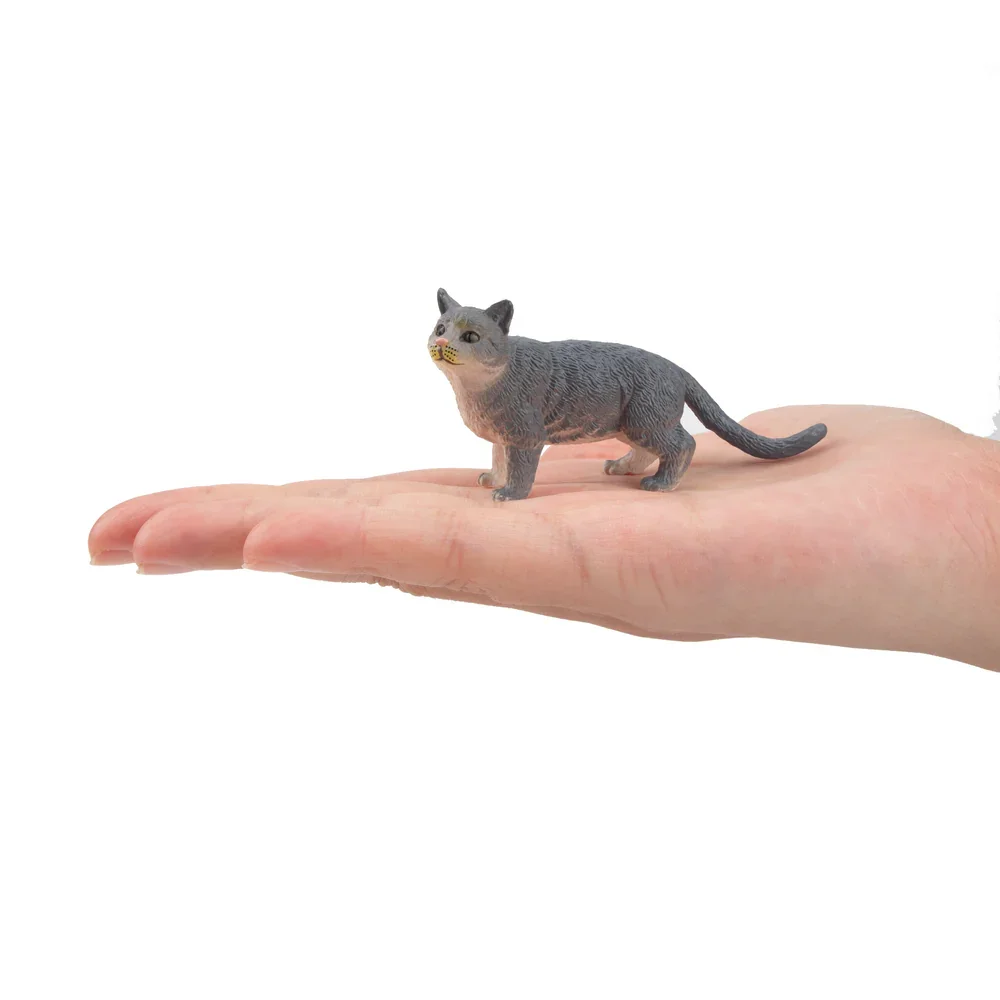Toymany Simulation Russian Blue Cat Pet Animal Model Toy Mini Figures Action Figurines Kid Educational Gift & Cake Deco