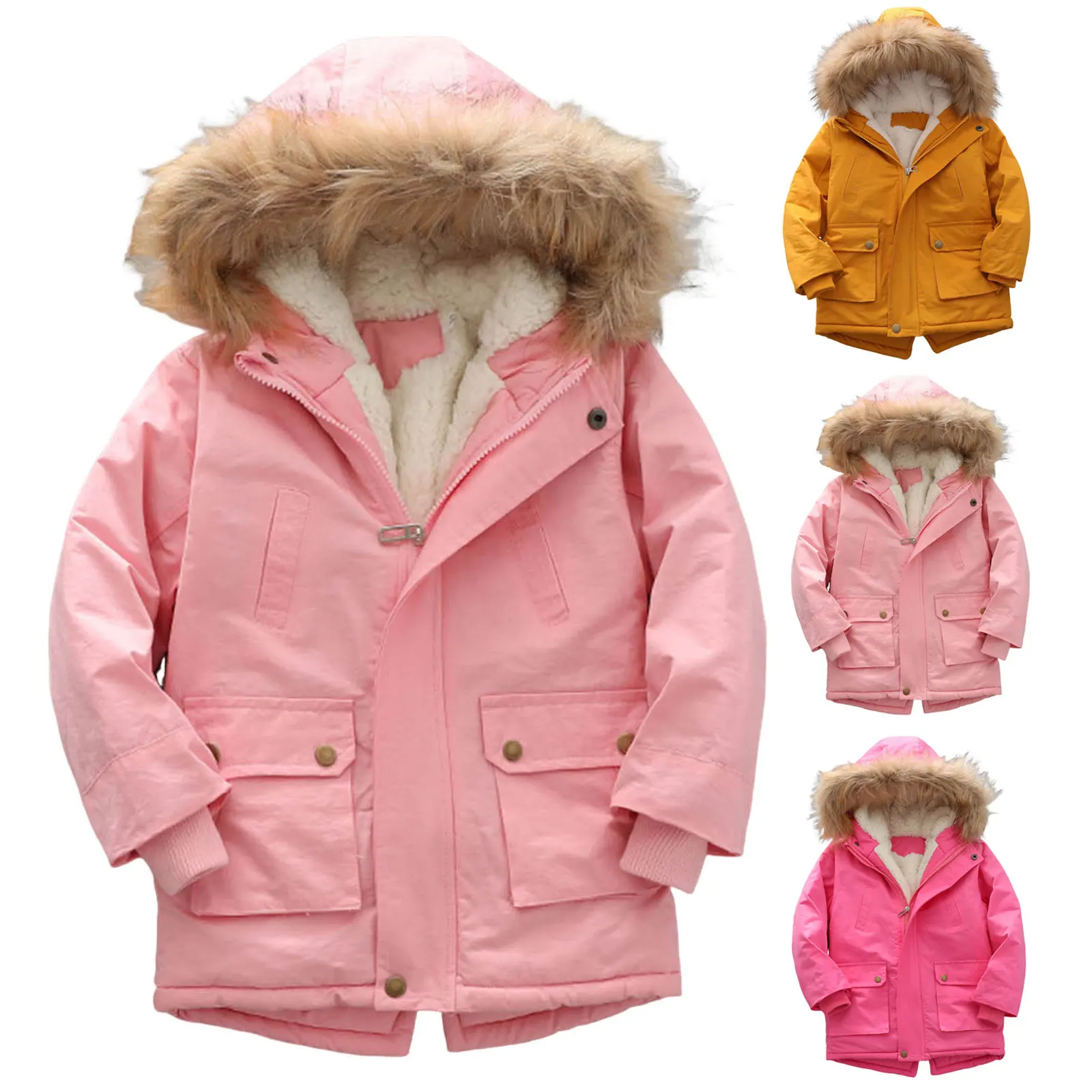 

Jackets for Kids Childrens Comfortable And Warm Jacket Boys And Girls Simple Hooded Down Jacket Zipper Toddler Puffy Coat