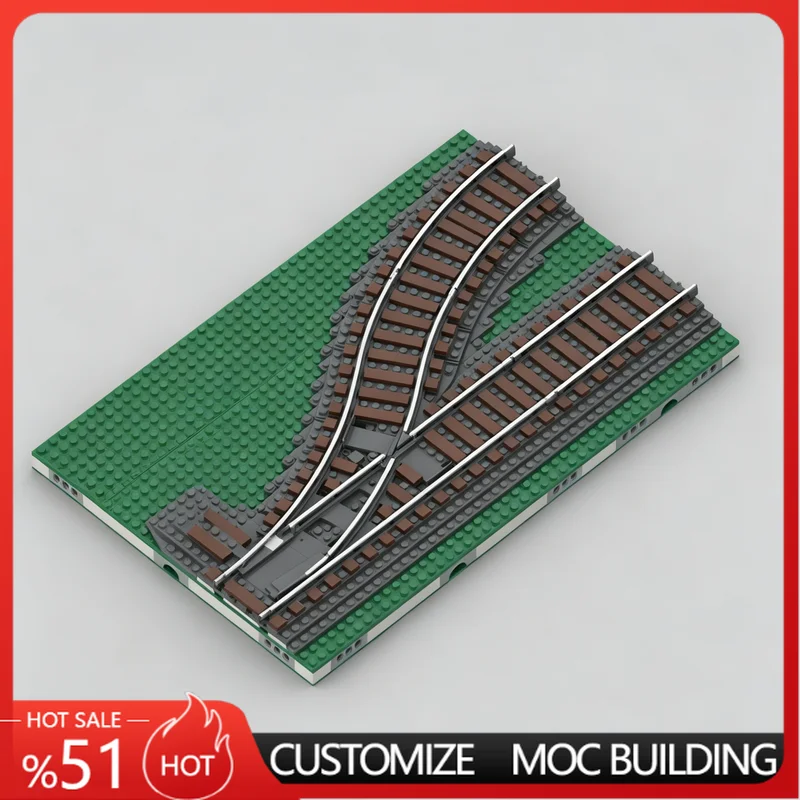 

576 Parts Ballasted Left Switch Return Curve Train Track Building Blocks Model Customize Creative Educational Collectible Toys