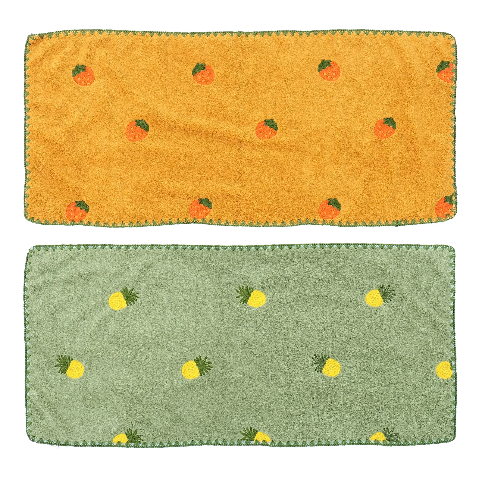 

2Pcs Quick Dry Coral Fleece Towels Fruit Pattern Absorbent Durable Hand Kitchen Use Hand Towels Coral Fleece Towel