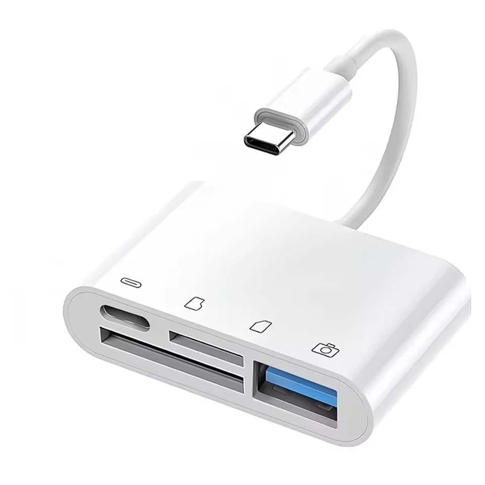 

4-in-1 USB Type-C OTG Card Reader, SD/TF Memory Adapter, Plug & Play Photo Transfer for iPhone Samsung Huawei Xiaomi Laptop