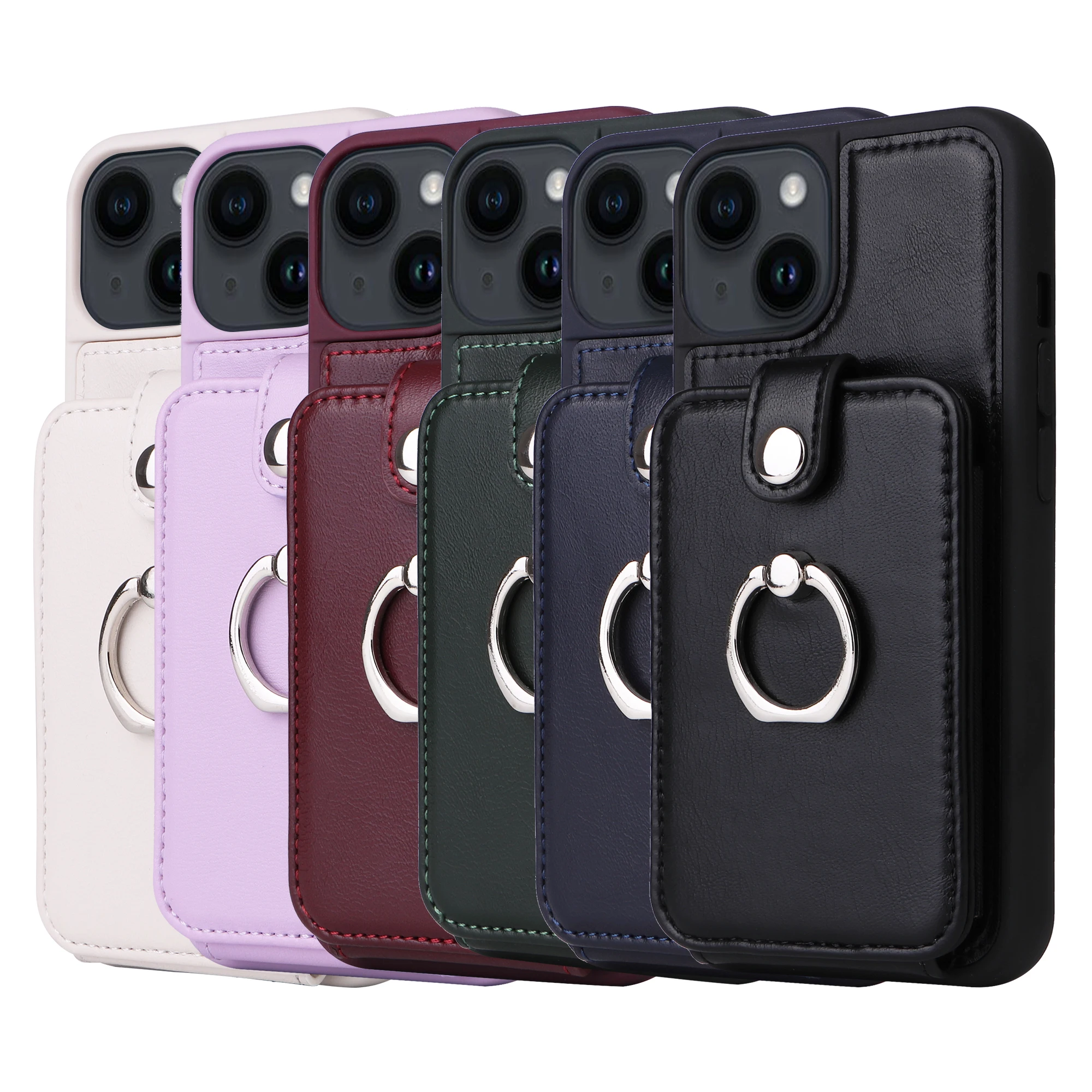 Ring Lederen Portemonnee Met Kaarthouder Telefoonhoesje Voor Iphone 15 14 13 12 11 Pro Xr Xs Max 8 7 Plus Beschermende Schokbestendige Hoes