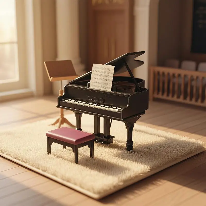 Realistic Mini Dollhouse Upright Grand Piano 1 Set Simulation Furniture Model Durable Photo Prop for Diorama Hobby Gifts