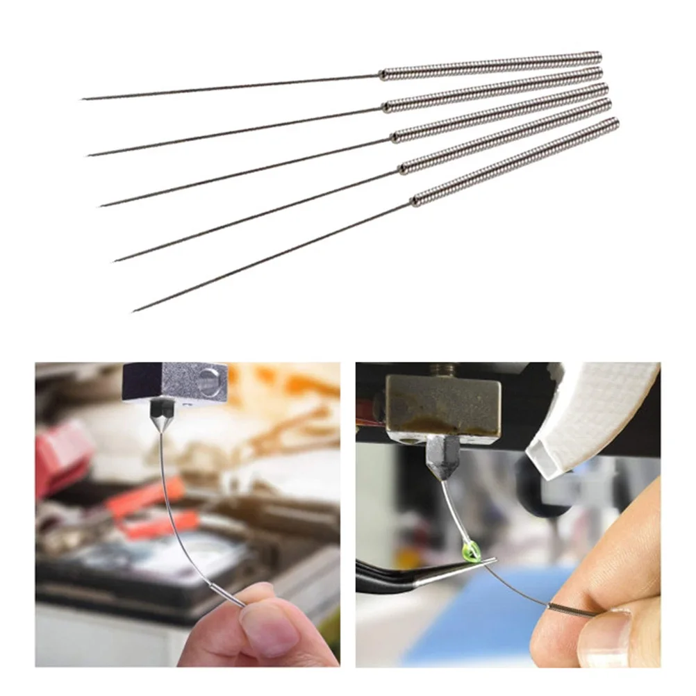 

3D Printer Nozzle Set Silver Stainless Steel Cleaning Needles Compatible Accessories Easy Install Practical Useful Long Lasting