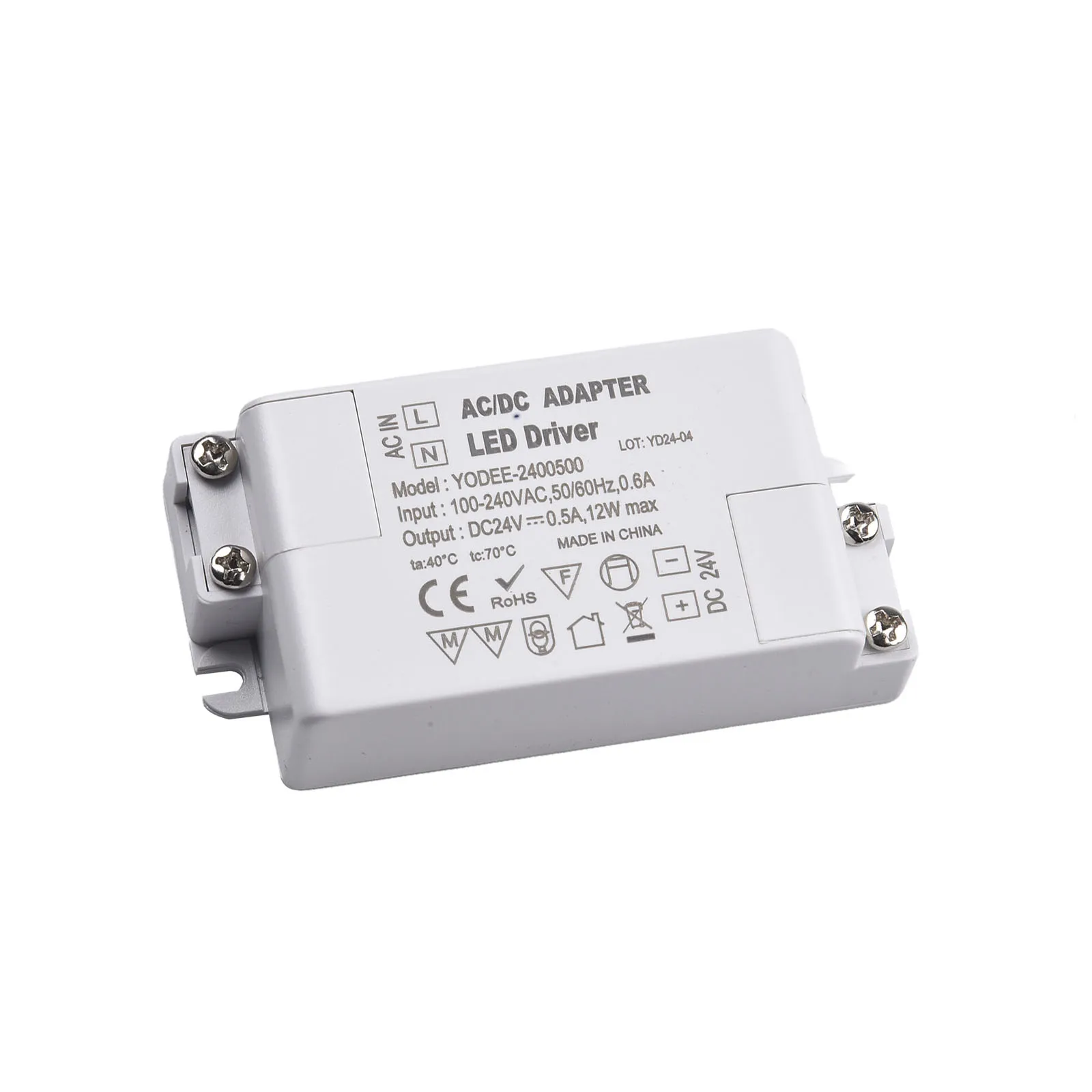 24V 12W Constant Voltage LED Driver Power Supply AC to DC 100-240V Input for Strip Lights Cabinet Lighting Display Signage Use