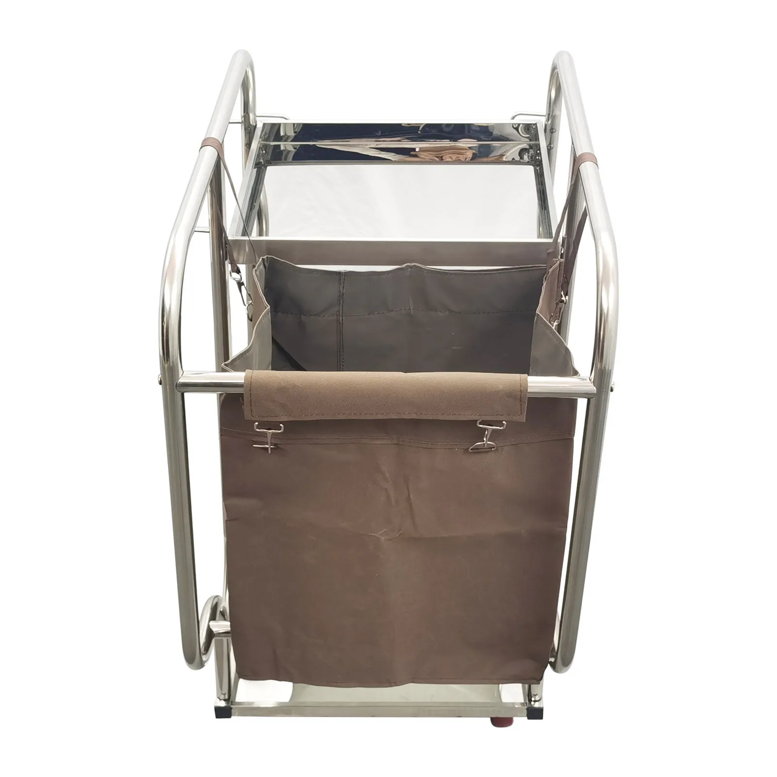 Carrito de limpieza de acero inoxidable con bolsa, carrito de limpieza, 3 estantes