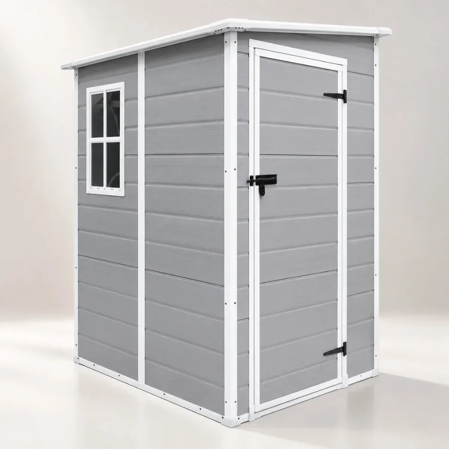 Sturdy Plastic Outdoor Storage Shed with Lockable Door Light Grey for Garden and Patio Use