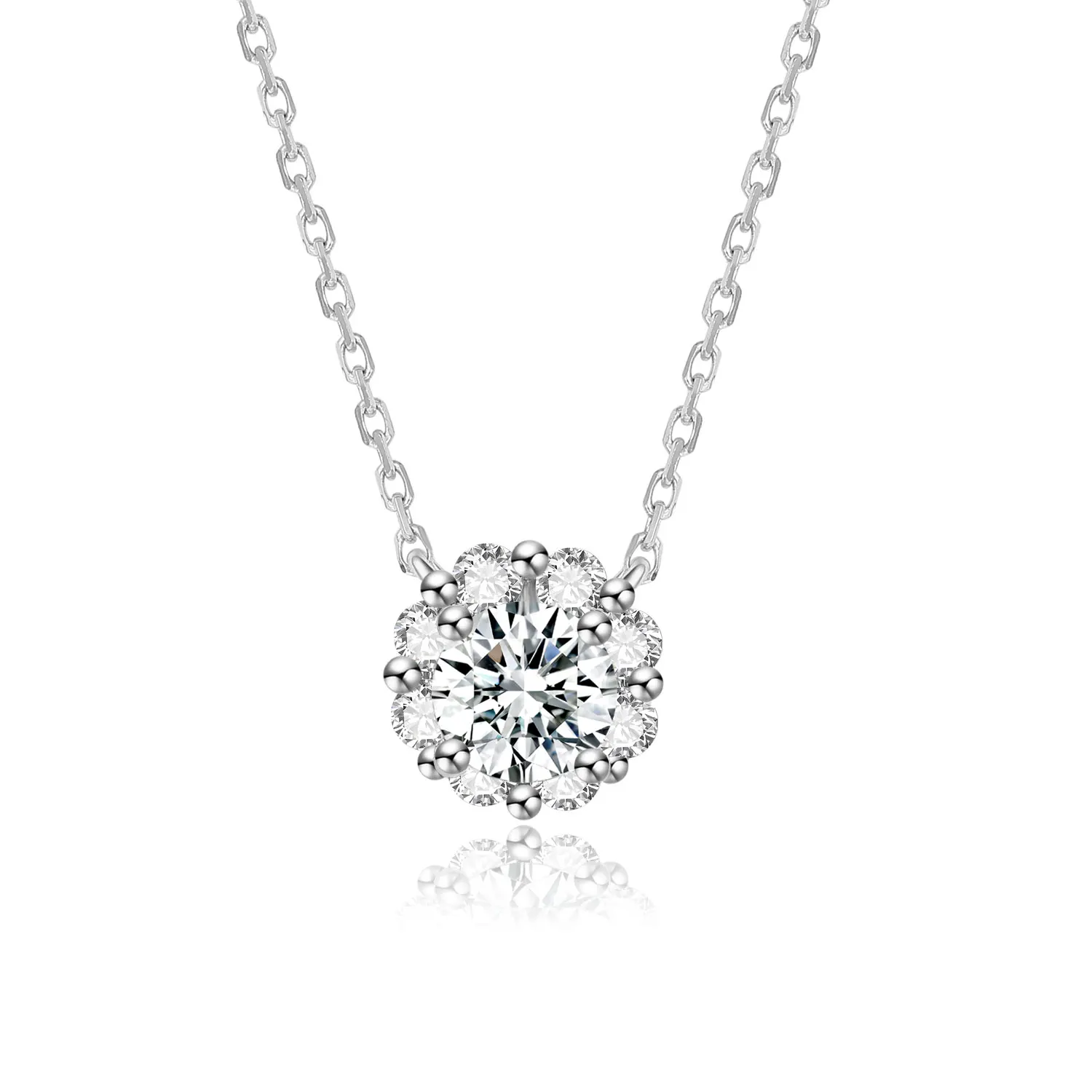 

Women charming 18k Gold Lab Grown Diamonds Necklace Wedding Flower Necklace Jewelry NGIC/NGTC