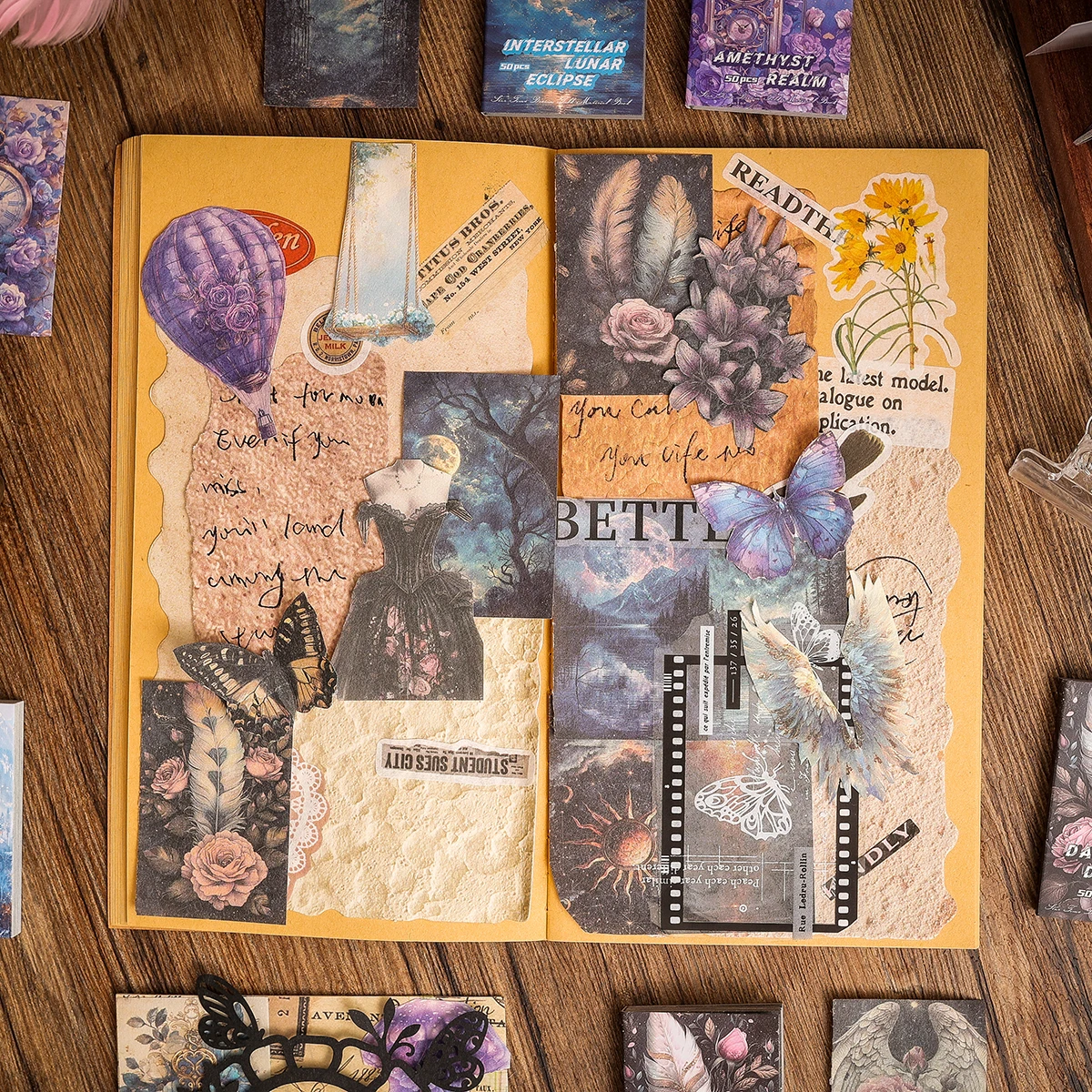 50 vellen per boek met prachtige illustratiematerialen, verschillende themapatronen, DIY plakboekplanner decoratiebenodigdheden