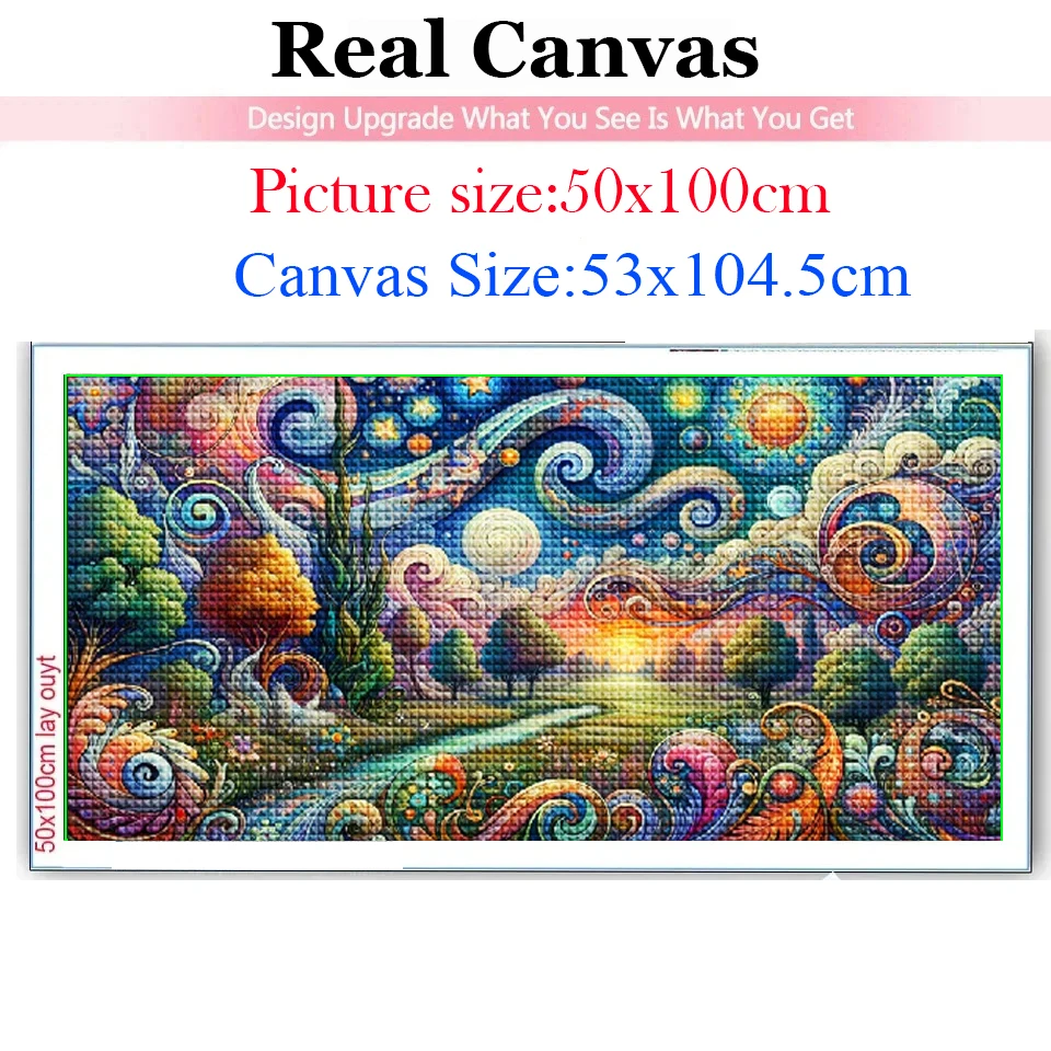 DIY Alphonse Mucha i Vincent Van Gogh Nouveau Landscape, 5D Diamond Painting Kits Full Diamond Embroidery Cross Stitch Kits