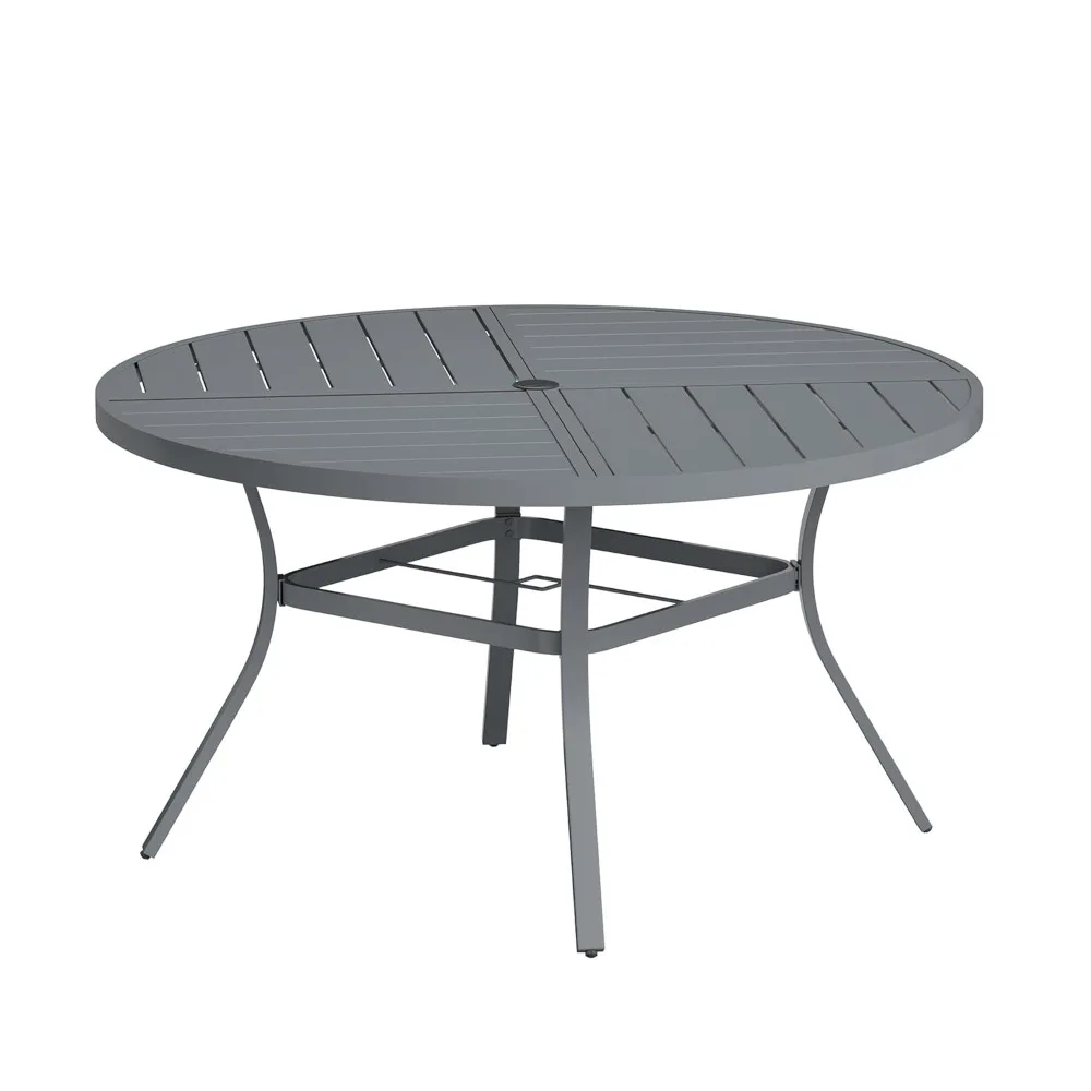 

Round Patio Table with Adjustable Umbrella Hole for 6, All Weather Metal Outdoor Dining Table, Customized