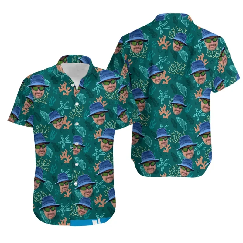 Loose Hibiscus Men\'s Shirt Short Sleeved Floral Beach Hawaiian Shirts Popular Bright Quick Dry Tops Customized Avatar Clothes