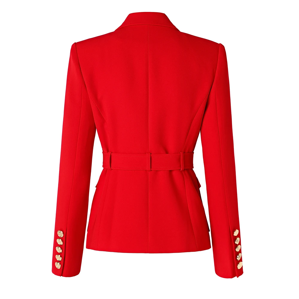 Nieuw Herfstfeest Rode Dameszakken Jassen Slank Design Chique Dame Prachtige Blazer Met Riem