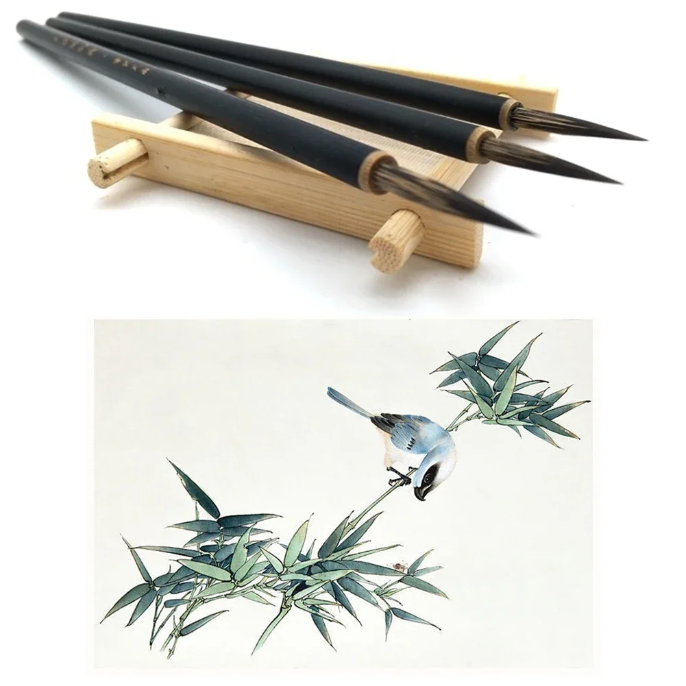 3PCs/set Chinese Calligraphy Brush Pen for Writing Oil Painting Fine Paint Brush Rat Whiskers Hook Line Brush Art Stationery