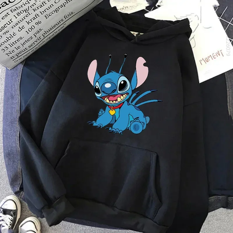 Lilo and Stitch Hoodies for Women\'s Sweatshirt Cartoon Stitch Graphic Hoodie Female Casual Long Sleeves Streetwear Clothing Tops