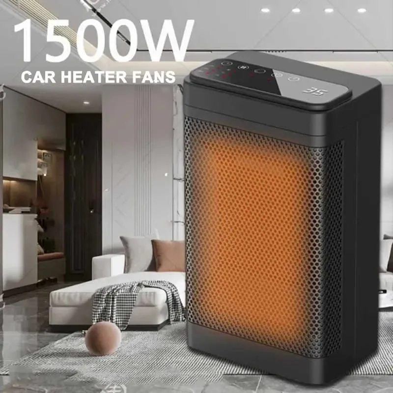 Car Heater Fans 1500W PTC Table Mini Heater Fans Heating Remote Control Electric Heater Low Consumption Vertical Heating Fans