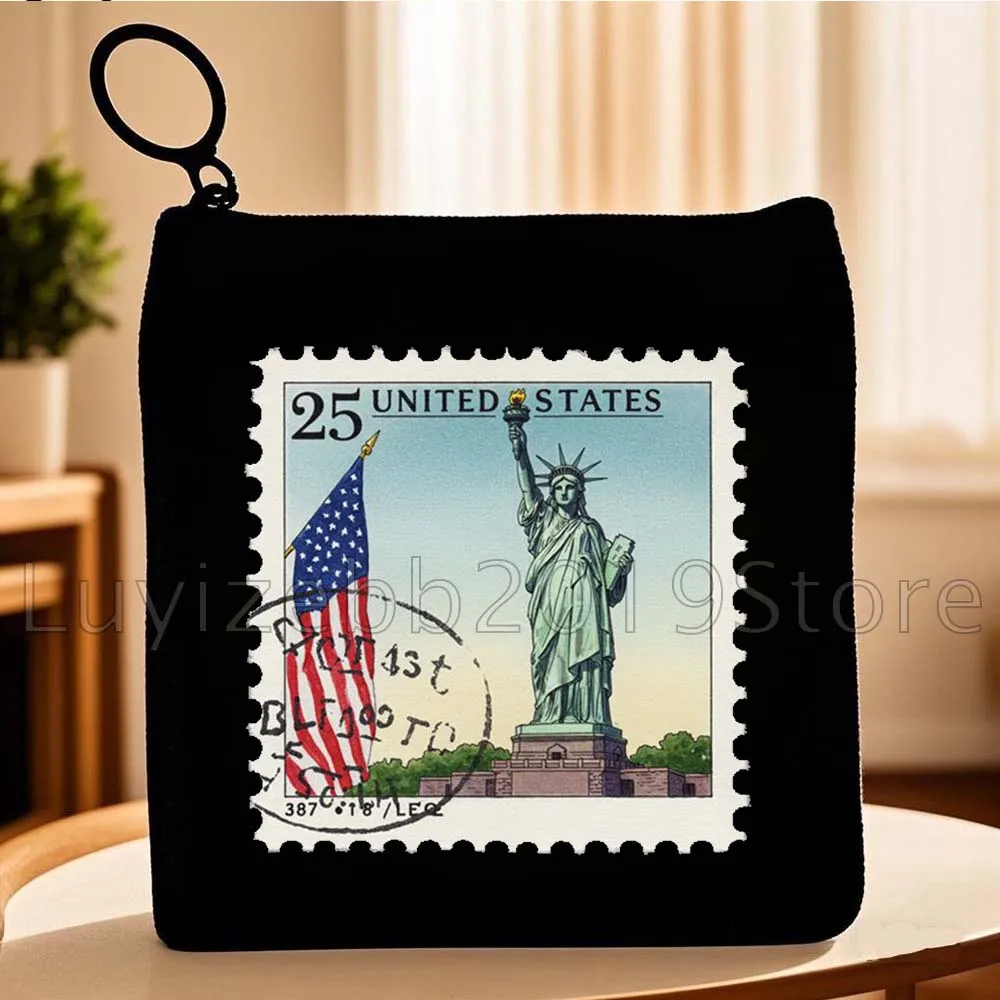 الرجعية إيطاليا روما هولندا باريس نيويورك البريد آخر Stamps هدية قماش محفظة نسائية للعملات المعدنية حقيبة مفتاح تخزين بطاقة أكياس المحفظة الحقيبة