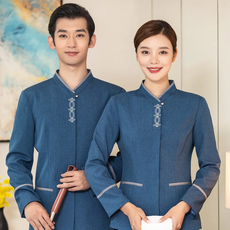 Cleaning Service Long Sleeve Autumn Winter Hotel Guest Room Cleaner Work Uniform Top Property Auntie Workwear Uniform