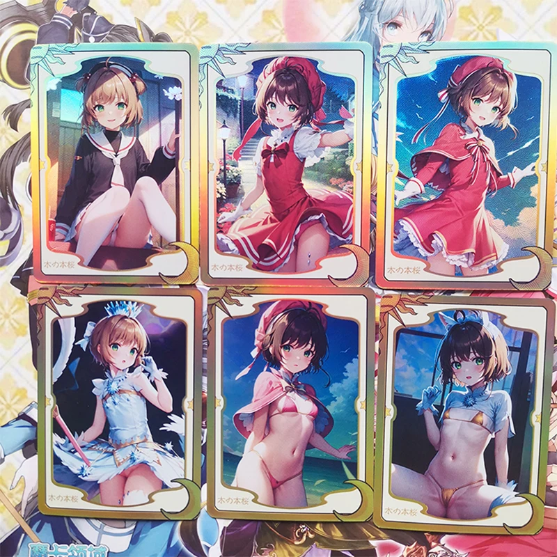 Sakura DIY Cards Homemade 6pcs/set KINOMOTO SAKURA LI SYAORAN Anime collectible cards Christmas birthday presents