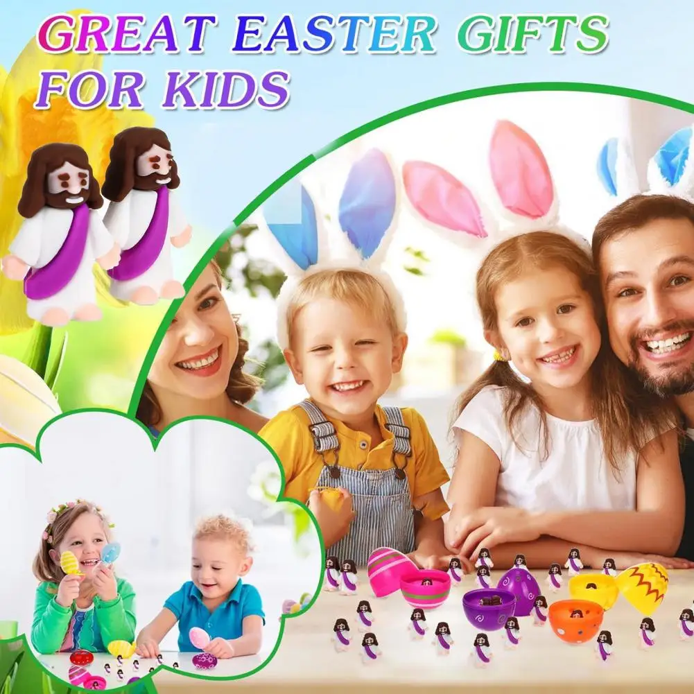 24Pcs Easter Ornaments Cartoon Mini Jesus Figurine Easter Party Decorations Baby Jesus Doll easter decoration 2024