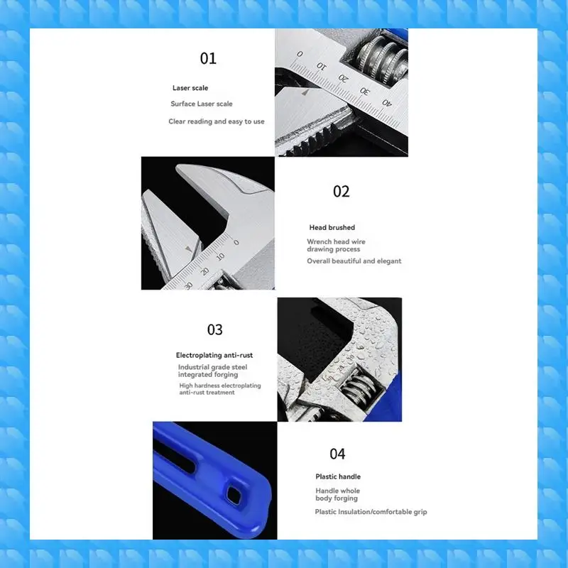 

ETRT 8-дюймовый разводной ключ, стальной универсальный гаечный ключ, ключ для ванной комнаты, бытовой большой открытый инструмент для ремонта сантехники