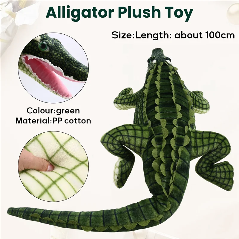 MACH-100Cm Bantal Kreatif Kawaii Buaya Simulasi Buaya Kehidupan Nyata untuk Hadiah Anak-anak