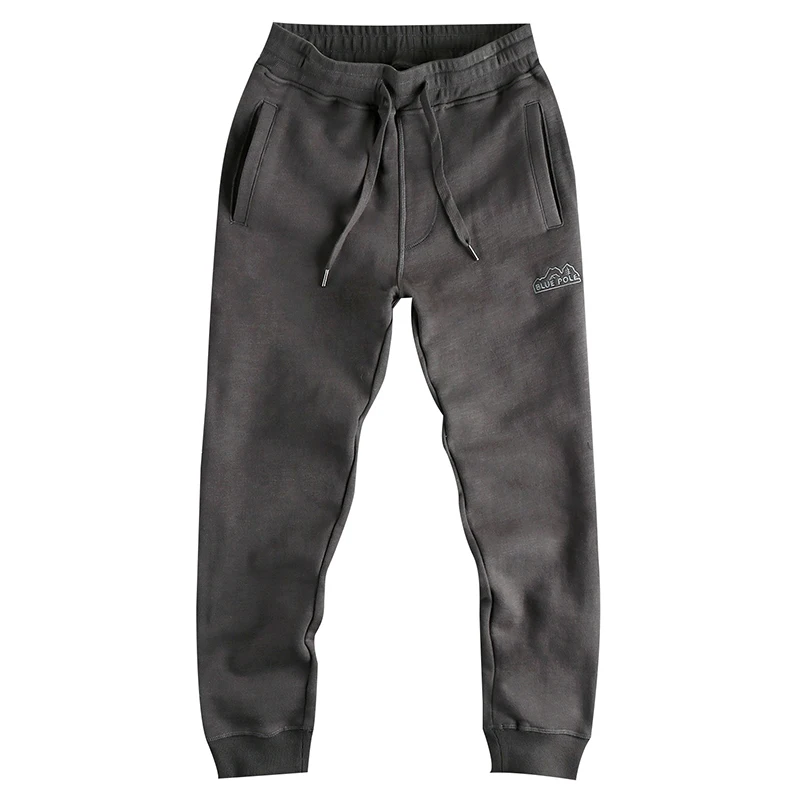 2024 Autumn New American Retro Thick Velvet Letter Embroidery Sweatpants Men\'s Simple 100% Cotton Washed Drawstring Casual Pants