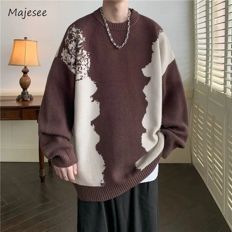 

Irregular Sweaters Men Loose Maillard Korean Style Spring Autumn Hipster Slouchy Knitwear Tender Versatile Aesthetic Popular