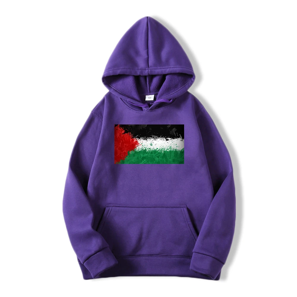 Fashion Autumn 2021 Men Hoodie State Of Palestine Flag Sweatshirts Comfortable Soft Hooded Simple Fleece Casual Male Sweatshirt