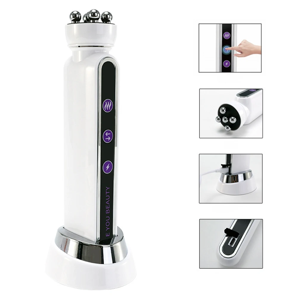 Riscaldamento RF 3in1 EMS viso 360 °   Massaggiatore a rulli per linee FIne Lifting Ringiovanimento della pelle Macchina per la bellezza a microcorrente ferma la pelle