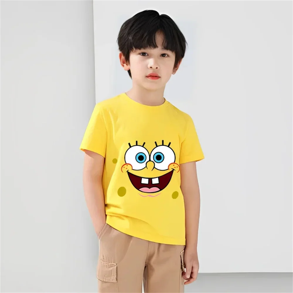 New SpongeBob T-shirt Kids Sweatshirt Kids Short Sleeve Boys Girls Clothing Summer Short sleeve ages 3-12