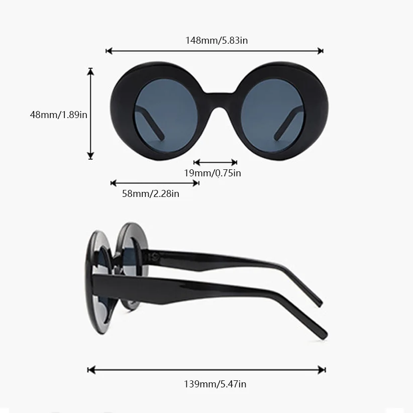Neue Vintage Runde Sonnenbrille für Damen und Herren Marken-Kreisförmige Sonnenbrillen Ovale Brillen für Männer und Frauen – Detail 9