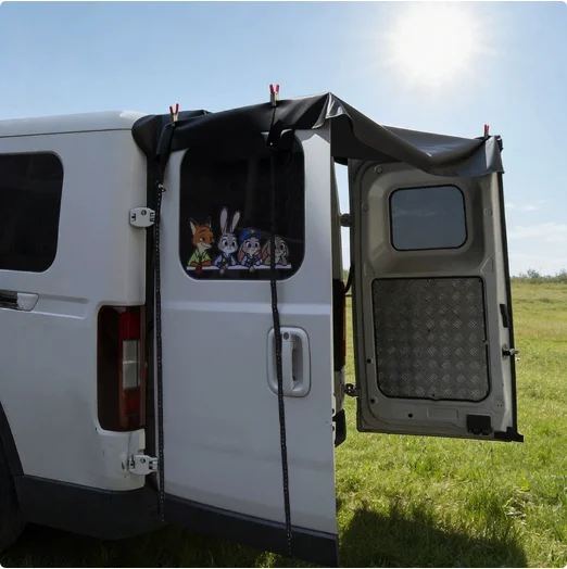 

Van Rear Door Awning Sunshade, Waterproof Car Tailgate Tent Cover, Universal RV Back Door Shelter