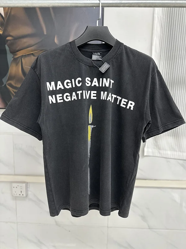 25ss Summer Style Saint Candle Printed T-Shirt Men Women HipHop Streetwear Oversized O-Neck Cotton Tee VT9152