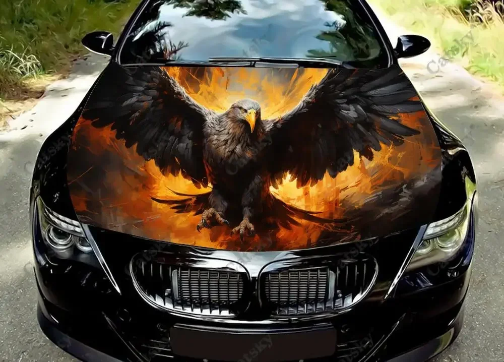 Abstract Spread Golden Eagle Car Hood Vinyl Stickers Wrap Vinyl Film Engine Cover Decals Sticker on Car Auto Accessories