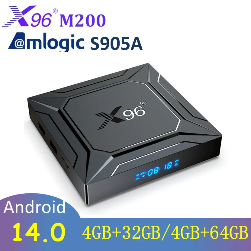 Android 14 TV Box X96 M200 1000M LAN AV1 BT 2.4G y 5G Wifi Dual Al-SR Reproductor Multimedia de Video Inteligente Set Top Box