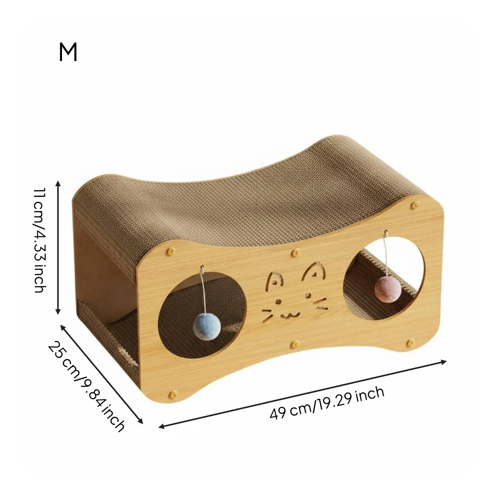 Pet Cat Scratcher Lounge with Curved Cardboard Top and Tunnel Entry for Clawing Napping and Interactive Fun