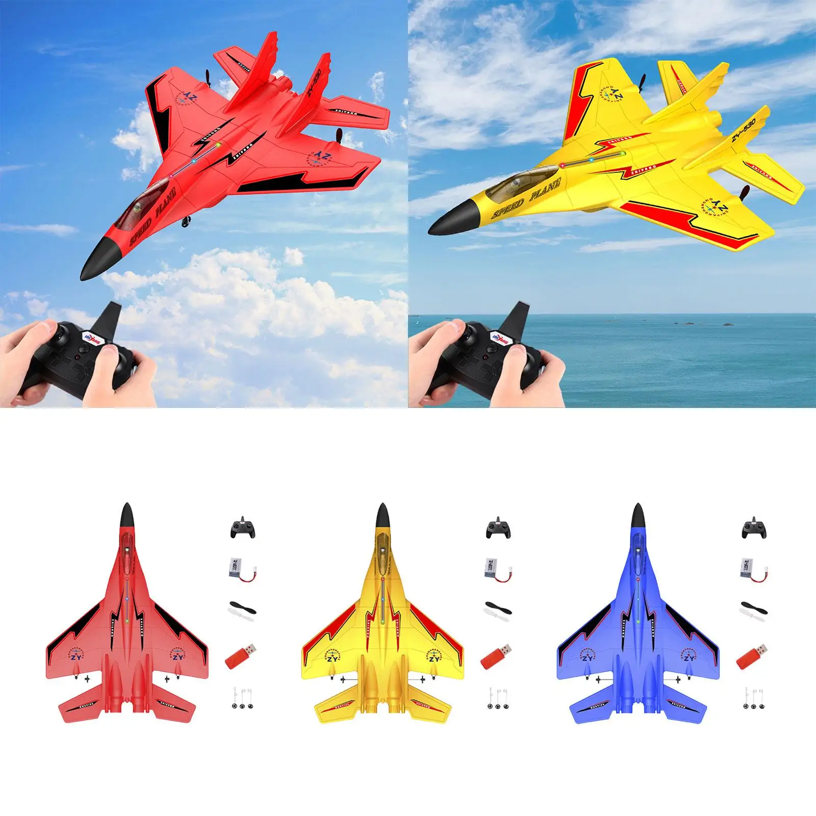 EPP Remote Control Airplane Waterproof with Colorful Lights Easy to Fly Lightweight 2.4G Drone for Adults Kids Holiday Present