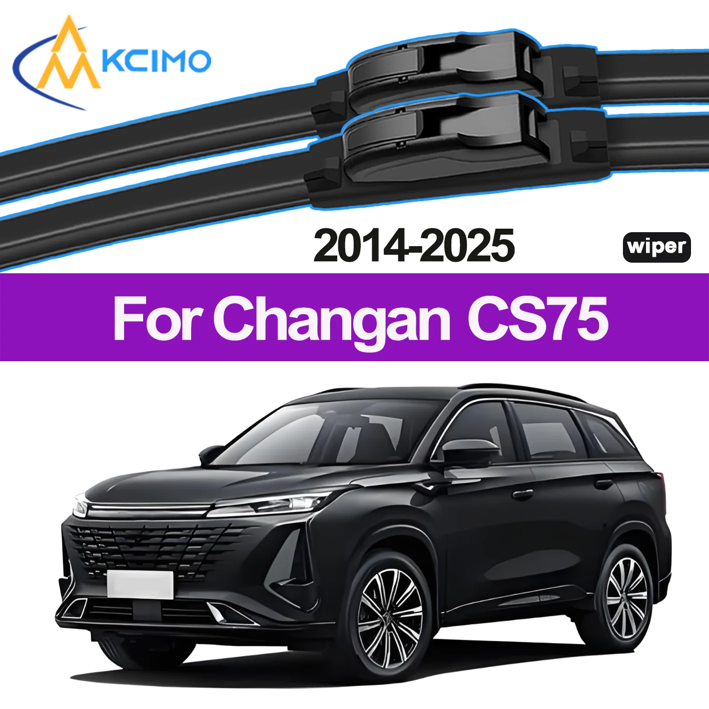 

2pcs Quality Windscreen Silent Black Car Rain Brush Suitable for Changan CS75 2014-2025 Front Windshield Auto Wipers Blade Brush