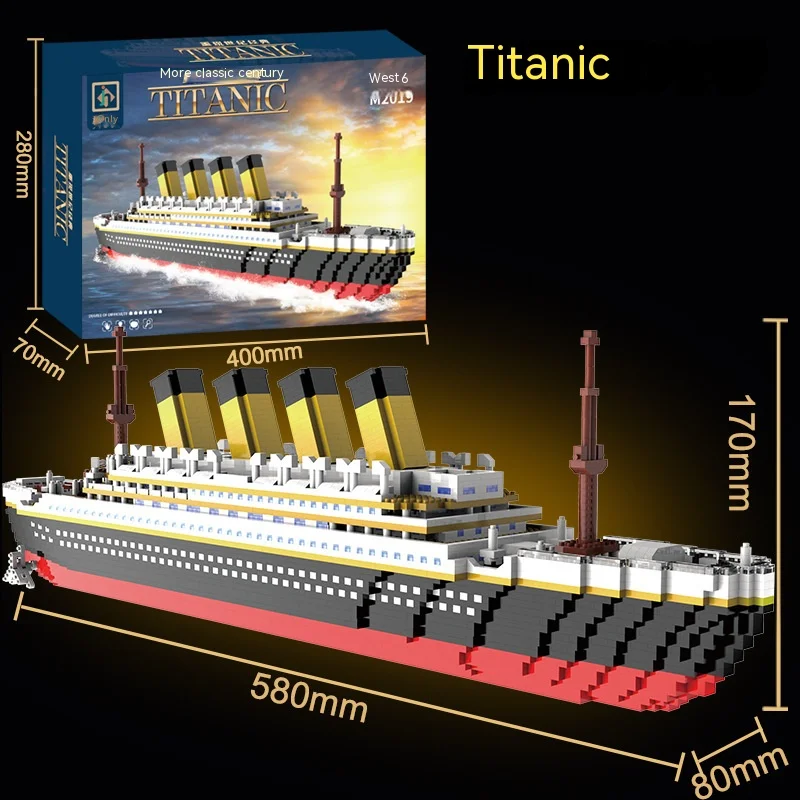 Titanic Giant Ship Boat Building Blocks Luxury Iceberg Cruise Wreck Set Micro City DIY Model Bricks Zabawki Dla Dzieci Prezent Dla Dorosłych