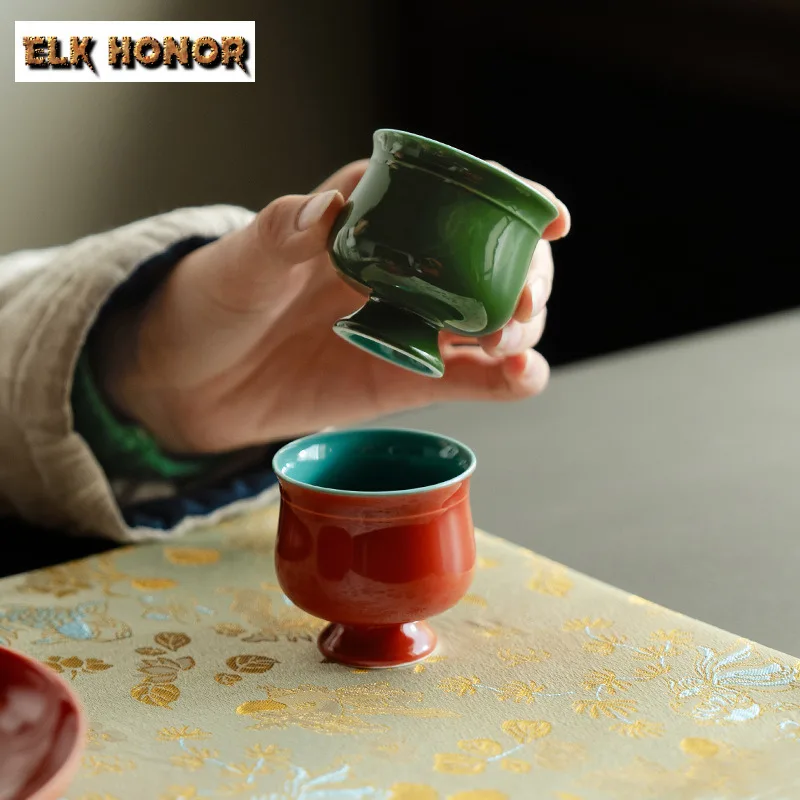 

2 шт./лот дворцовый музей, красная чайная чашка с высокой ножкой, японская чайная чаша, одиночные чашки, индивидуальная чашка для дегустации чая, чашки Master, чай 55 мл