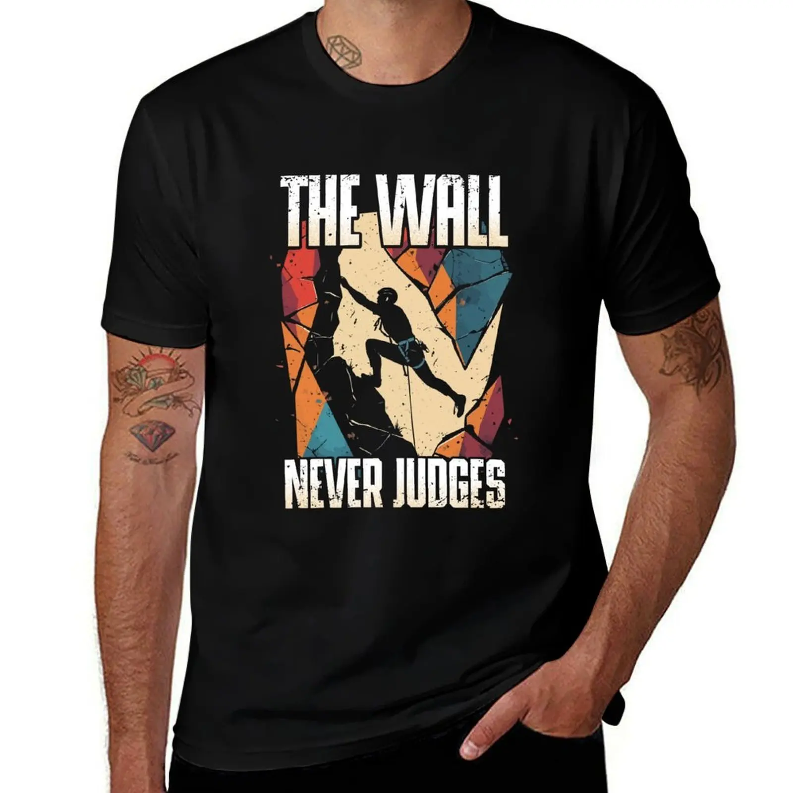 

Indoor Rock Climbing The Wall Never Judges T-Shirt Funny t-shirt baggy shirts graphics football t shirt oversized t shirt men