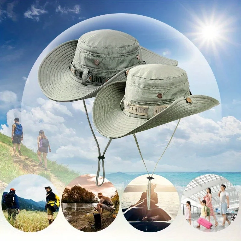 Summer Fisherman Hat Man Women Wide Brim Hat Breathable Mesh Fishing Cap Beach Hats Sun Protector Cap Outdoors UV Protection Hat