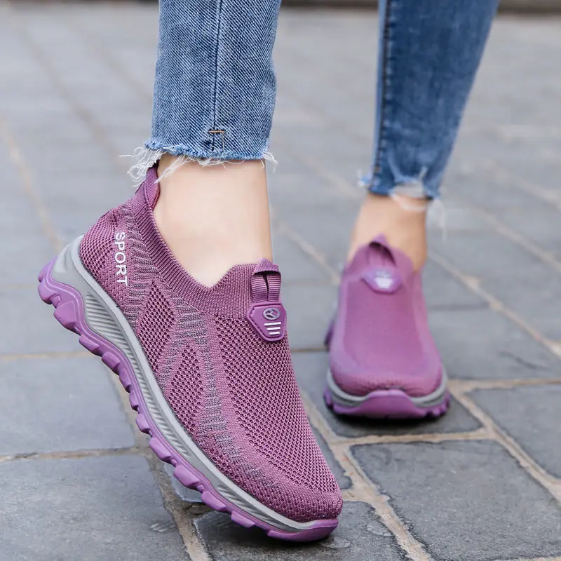 2022 Tenis Feminino scarpe da donna Fashion Slip on Flat Casual Shoes Mesh Sneakers calzini Zapatillas Mujer Flat Comfort Socks Shoes