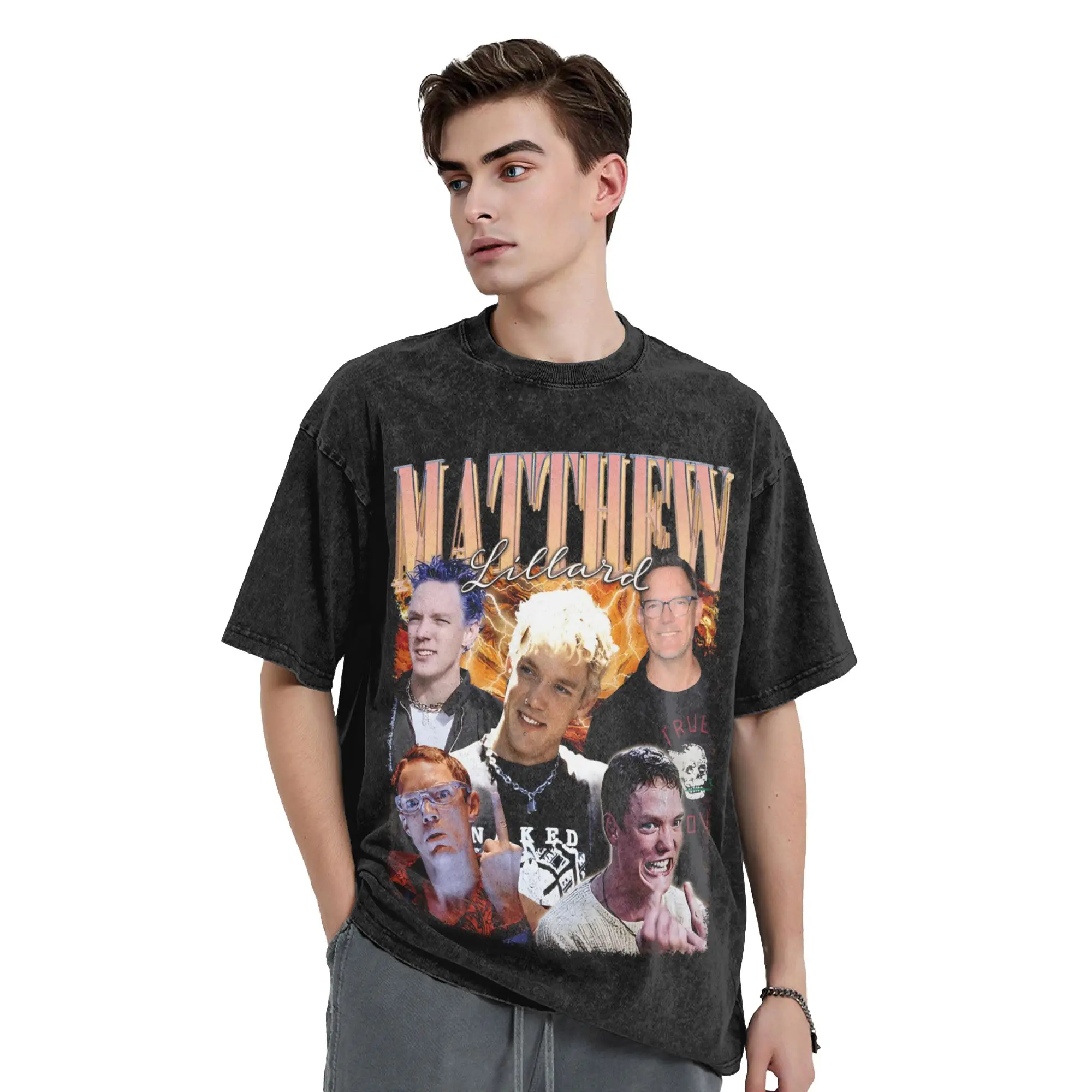 Fashion Matthew Lillard T-Shirts Men Crewneck Cotton Washed T Shirts  Short Sleeve Tee Shirt Birthday Gift Clothing