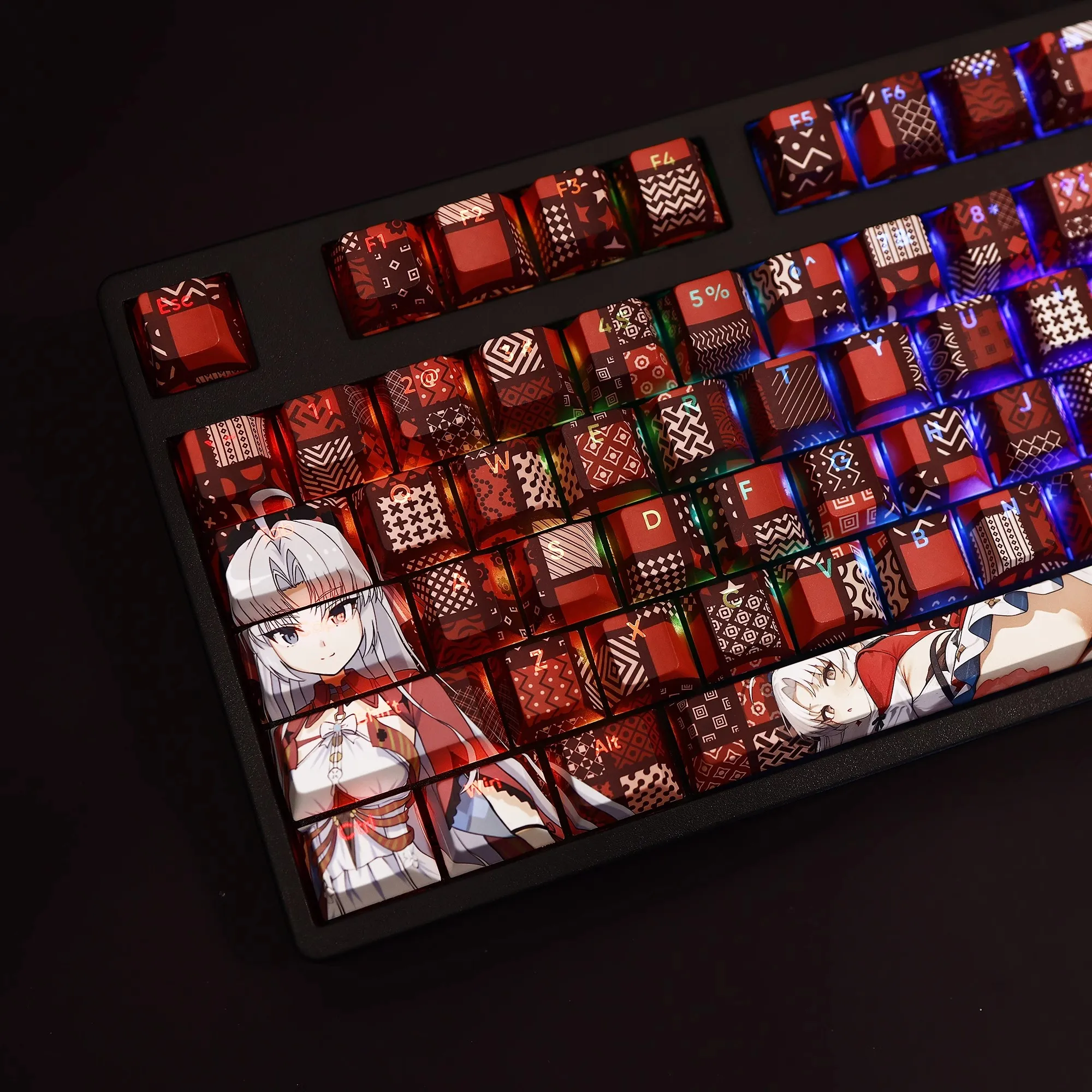 108 キー嵐波カルロッタモンテッリキーキャップ PBT 染料下塗りバックライトキーキャップアニメゲームキーキャップ ANSI 61 87 104 108